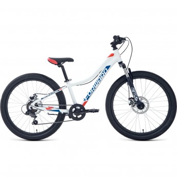 Велосипед FORWARD TWISTER 24 2.0 D 24", рама 12", белый/красный, 2023 Велосипед FORWARD TWISTER 24 2.0 D 24", рама 12", белый/красный, 2023